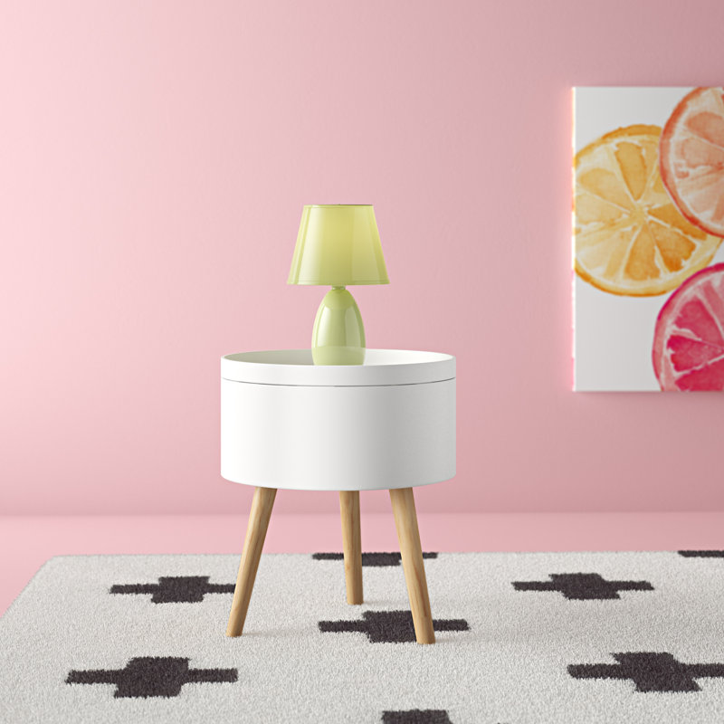 Solid + Manufactured Wood Bedside Table, White