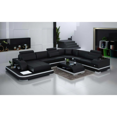Lindzie Leather U-Shaped Sectional