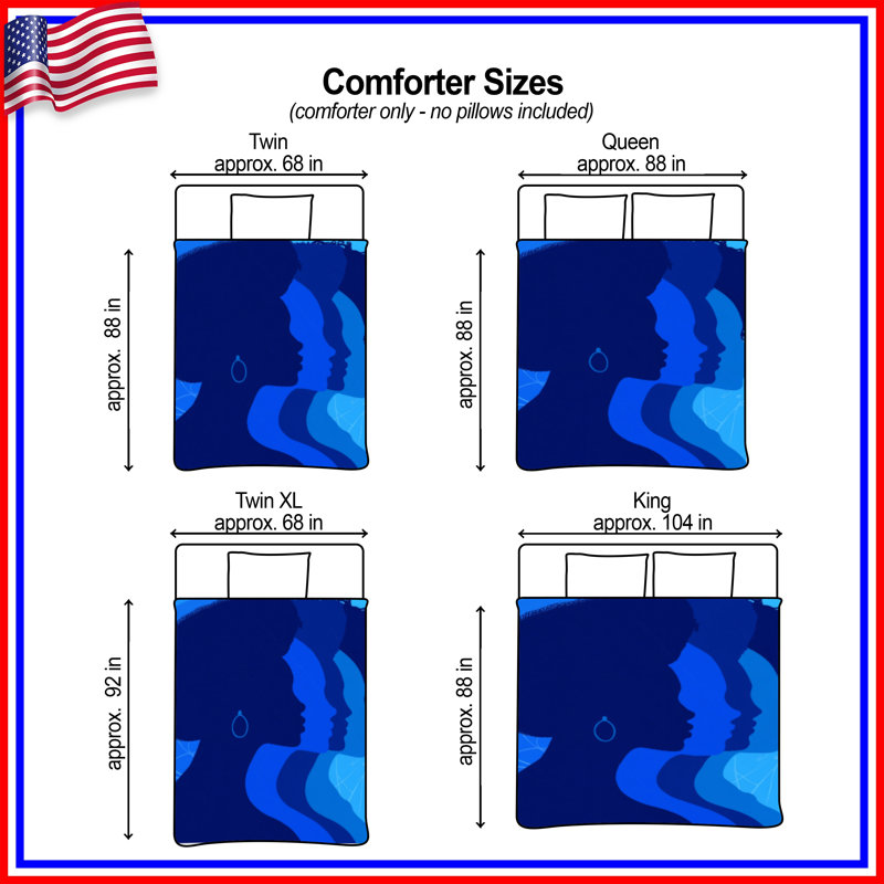 Blue Silhouette Side Profiles Comforter, King