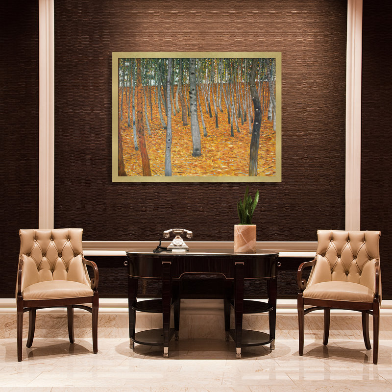 « hêtre forest i » par gustav klimt,, peinture sur toile encadrée, H 40 po x l 52 po x P 2 po, Semplice Specchio