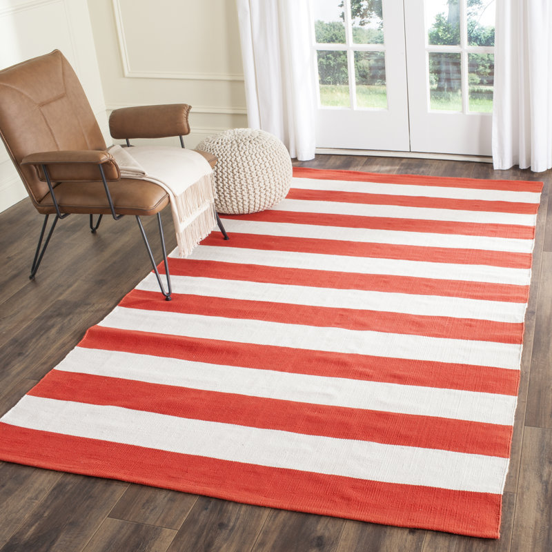 Dunkelberger Striped Cotton Hand Woven Area Rug, Rectangle 122 x 183 cm