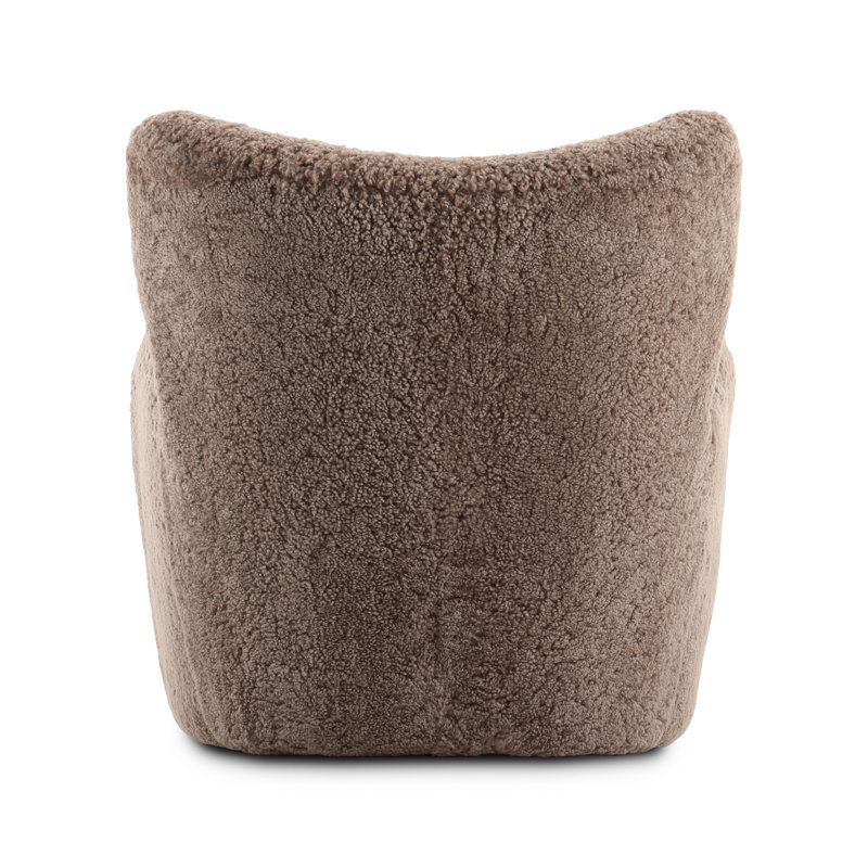 Amelie Wingback Chair, Taupe Shearling