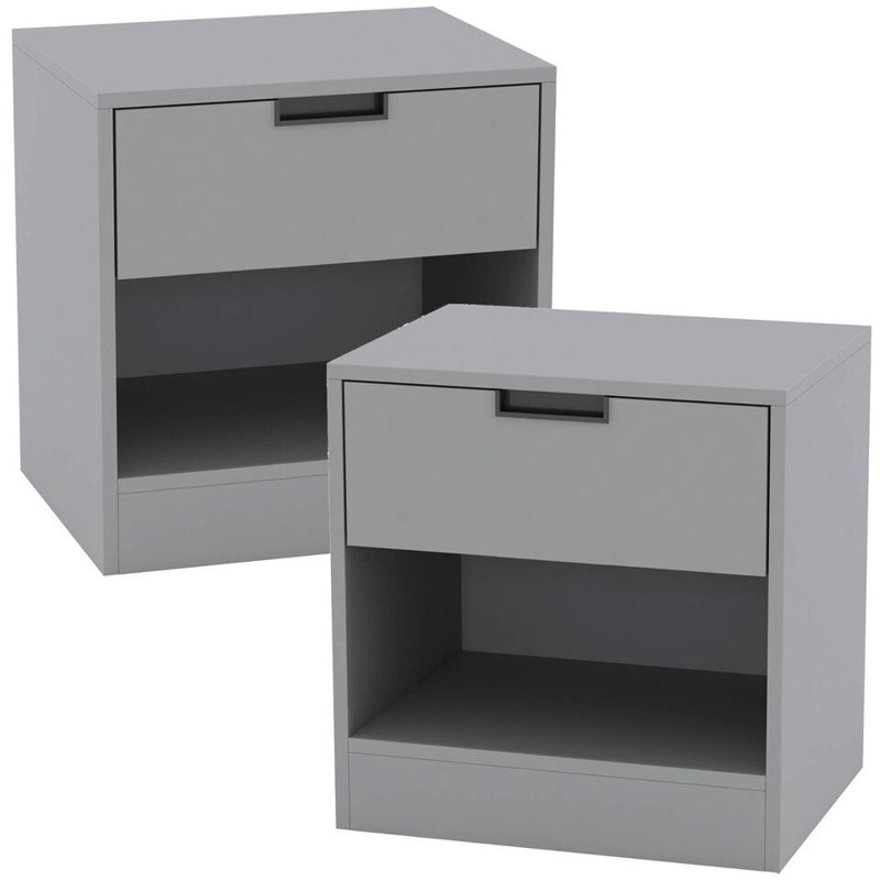 Skylir 45cm W Metal Bedside Table, Gray