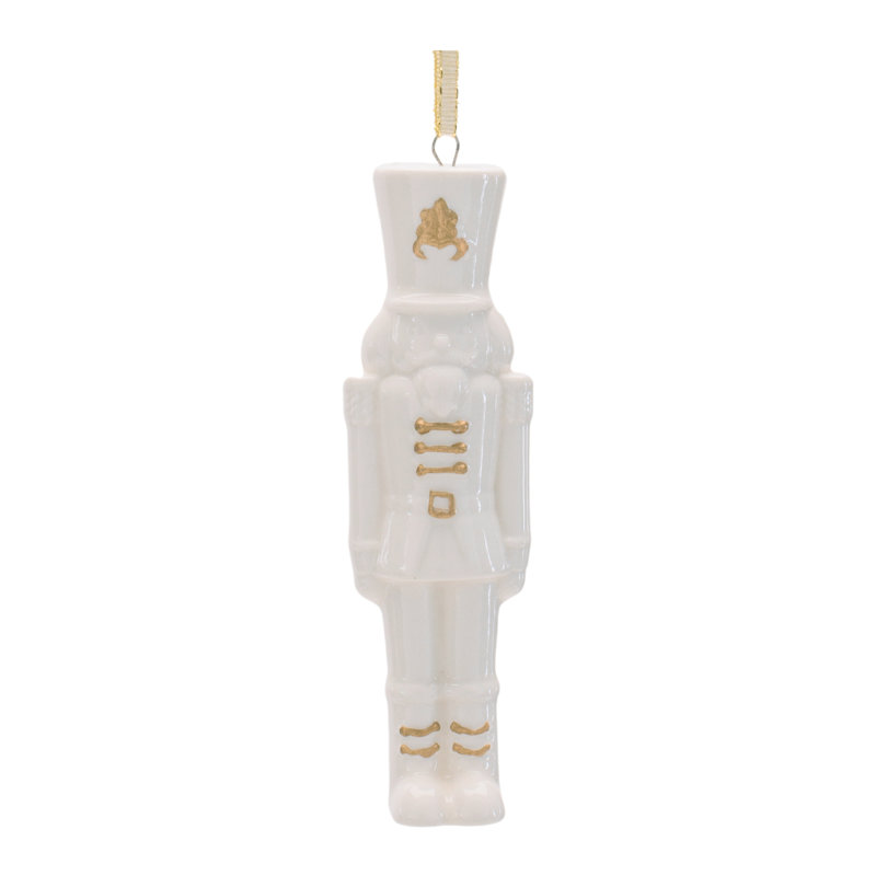 Ornement casse-noisette en porcelaine avec accents dorés (ensemble de 12)