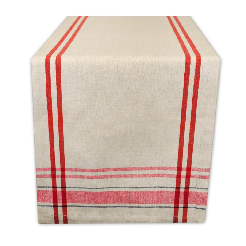 Shelton Striped 100% Cotton Table Runner, 14" W x 72" L, Red
