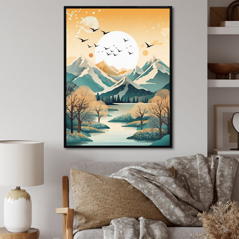 «Snow Covered Mountain Peaks II», reproduction d'art sur toile, H 40 po x l 30 po x P 1,5 po, Cadre flottant noir