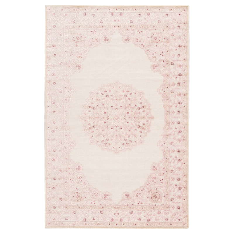 Tapis rose / blanc Jaipur Living Malo, Rectangle 5 pi x 7 pi 6 po