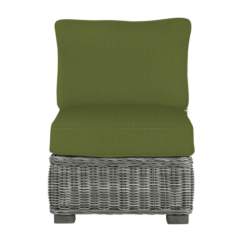 Rustic Woven Sectional Slipper Chair, Slate Gray, No Welt, Linen Forest