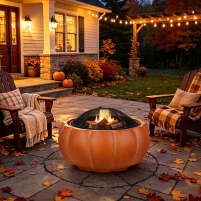 23.6" Sculpted Pumpkin Wood-Burning Fire Pit