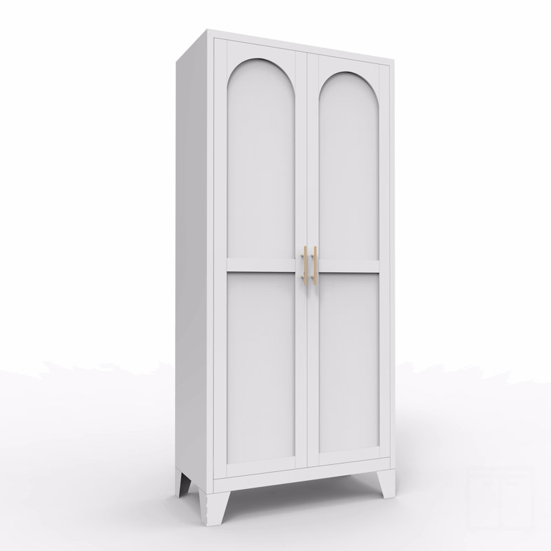 Armoire de rangement 61 po à 2 portes galbées, armoire de rangement en métal avec portes et tablettes réglables, White