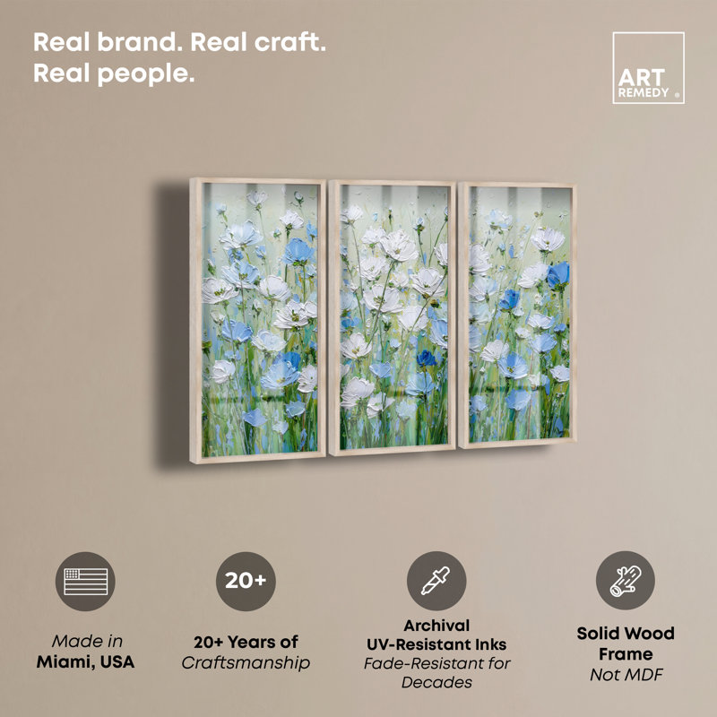 Reproduction Lexington Spring Art Shadowbox par Art Remedy, ensemble de 3, Blonde Frame