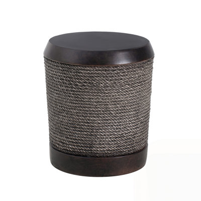 Outdoor Simulated Braided Cord MGO Side Table with Vintage Trim