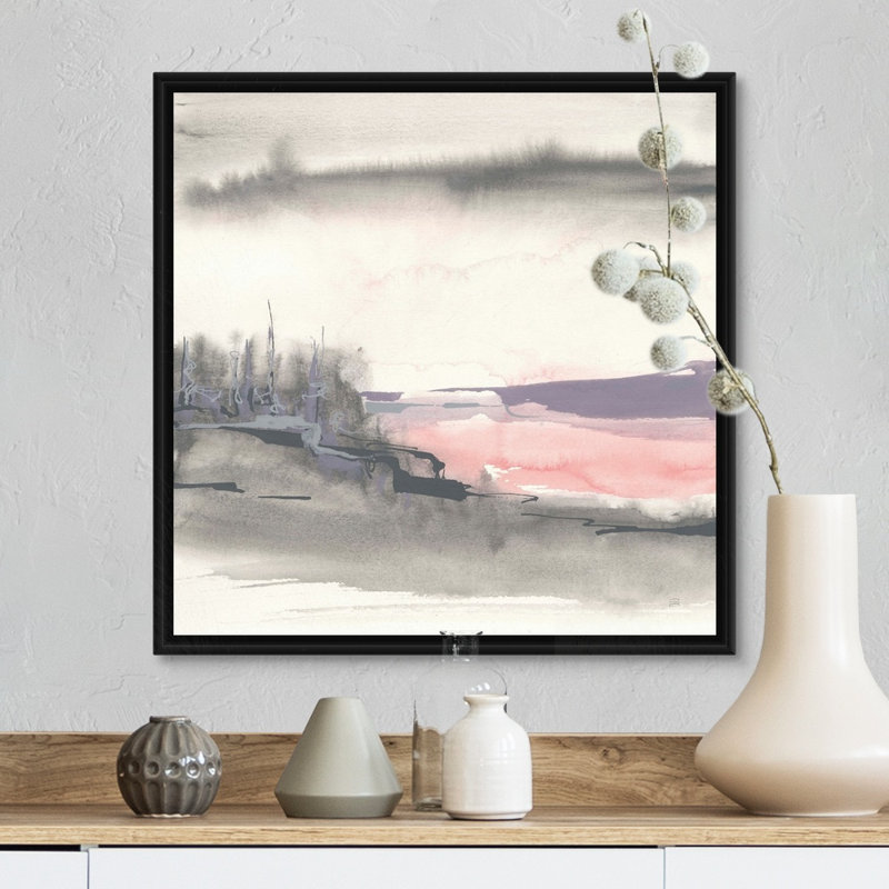 Blush Valley I - impression, Cadre flottant noir, H 18 po x l 18 po x P 1,75 po