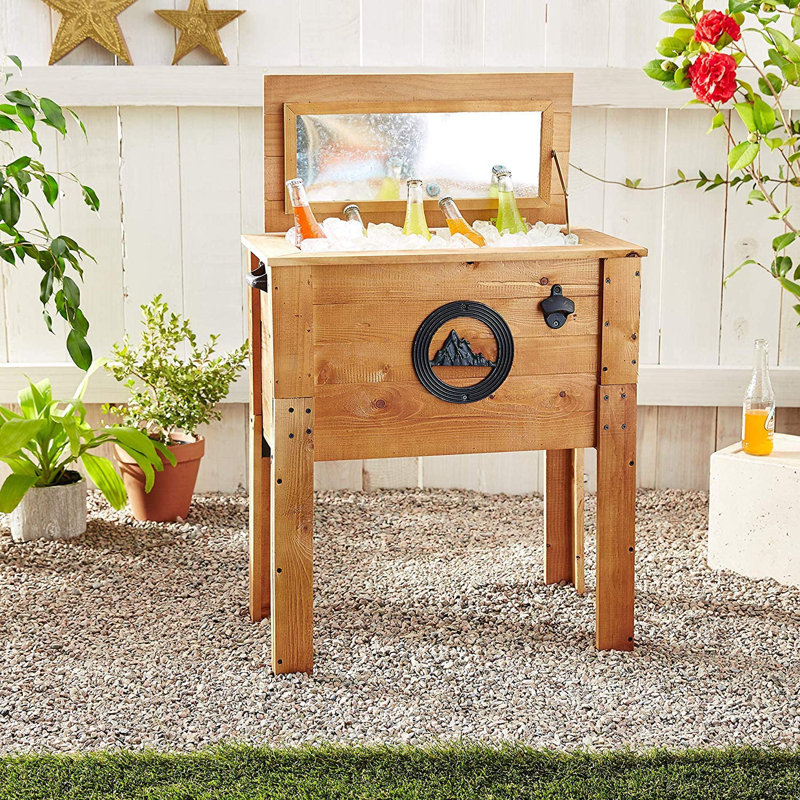 Backyard Expressions 45 Quarts Serving Station / Cart Cooler in Brown