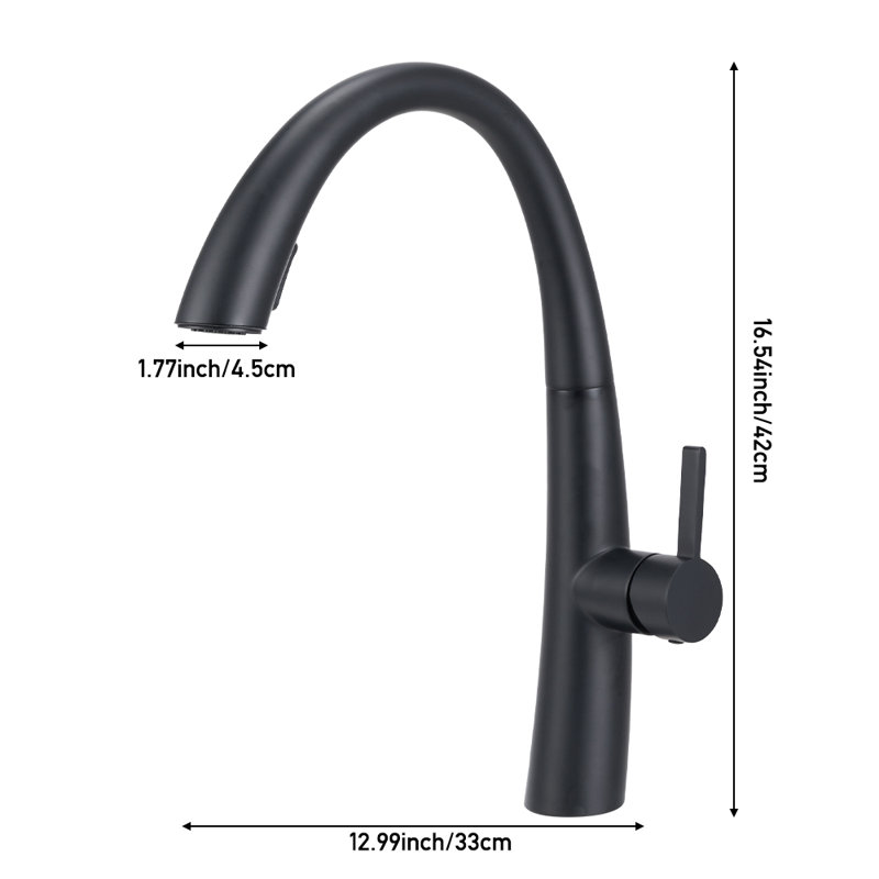 Belfry Kitchen Pull Out Kitchen Faucet, Black