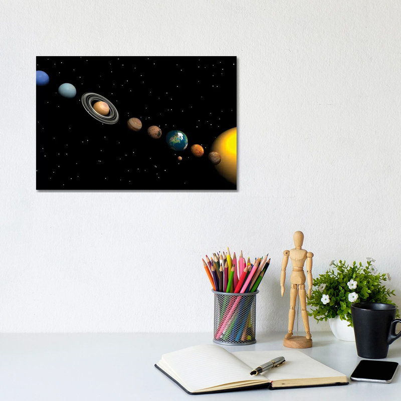 Planets Of The Solar System by Elena Duvernay - Wrapped Canvas Print, 20.32 cm H x 30.48 cm W