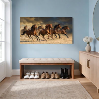 Ensemble de 1 tableau sur toile représentant des chevaux au galop