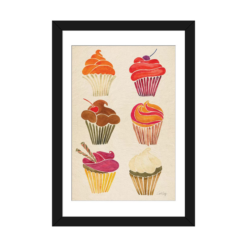 Strickler Cupcakes, Papier d'art encadré noir, Blanc, H 32 po x l 24 po x P 1 po