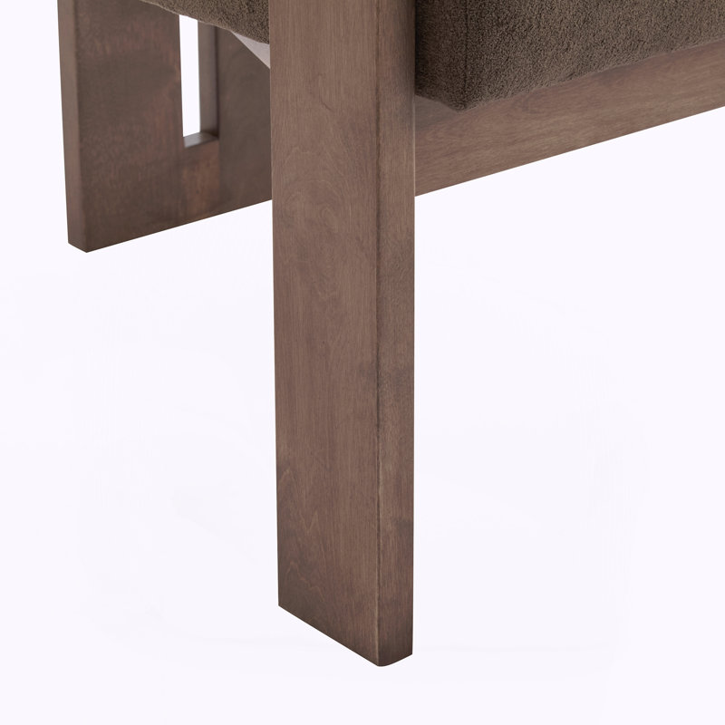 Chaise d'appoint moderne rembourrée avec accoudoirs ronds, Dark Brown, Walnut