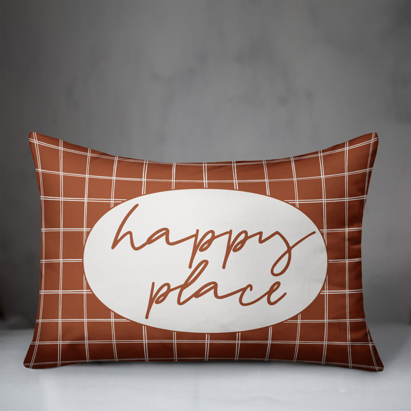 Plaid Outdoor Reversible Throw Pillow, Orange