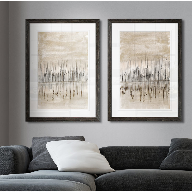«Marshline Reflection I» par Vincent Van Gogh, ensemble de 2 cadres sur toile, H 24 po x l 18 po, Ebony