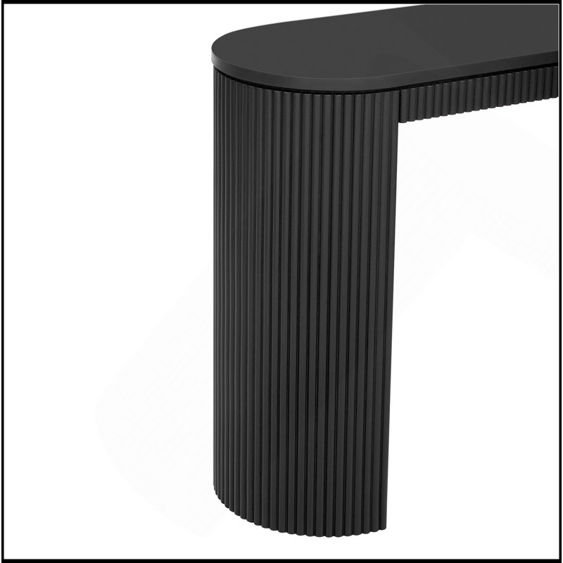Console incurvée à rayures verticales uniques, idéale pour le salon, le bureau et l'entrée, Noir