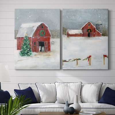 «Christmas on the Farm I», ensemble de 2 reproductions d'art