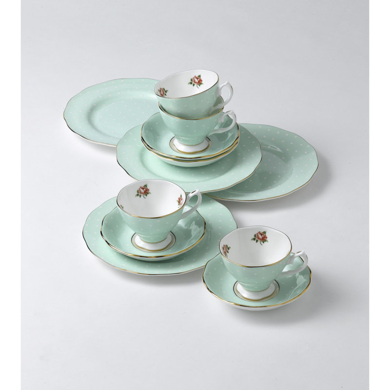 Tasse à thé et soucoupe en polka rose Royal Albert