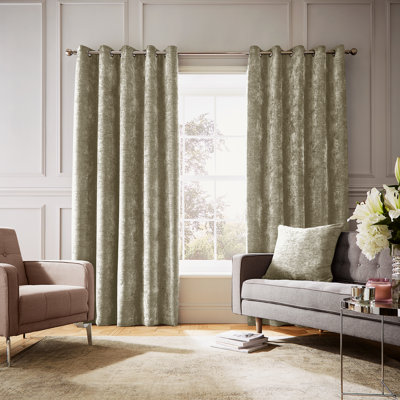 Selene Luxury Chenille Weighted Thermal Eyelet Cur Semi Sheer Curtain
