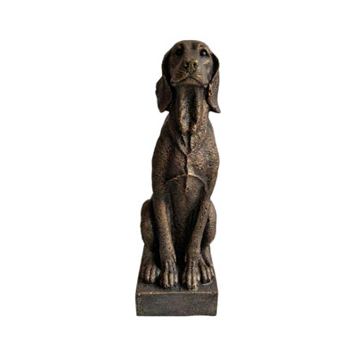 Vintage Bronze Sitting Hound Dog Statue Resin Hunting Dog Sculpture Decor for Farmhouse Living Room Entryway Table Shelf Indoor Home Decor Rustic Western Dog Figurine Gift for Hunter Dog Lover