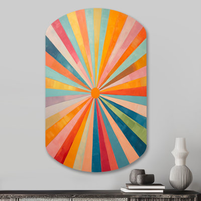 «Colorful Mid Century Optical Serenade I - Mid Century Century Cylinder», reproduction d'art asymétrique moderne