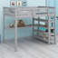 Lit mezzanine avec tablettes de rangement et bureau sous le lit-1408764016