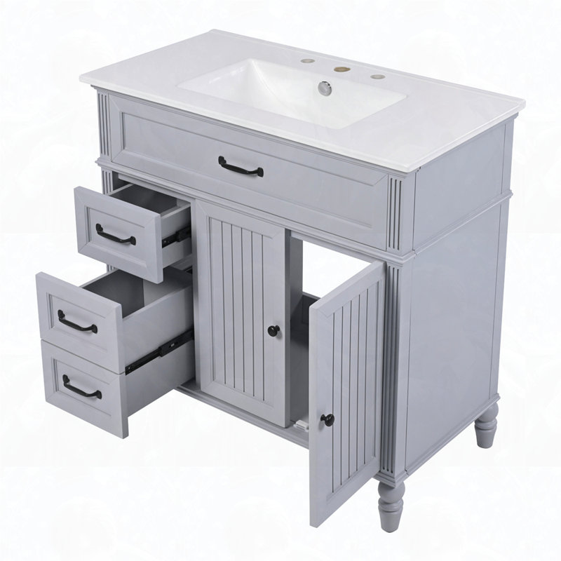 Structure solide et panneau de fibres à densité moyenne avec lavabo, Gris
