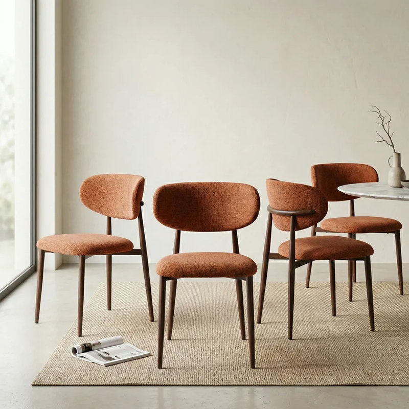 Almos Set of 4 Dining Chairs, Burnt Orange