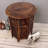 Handcrafted 18" Folding Mango Wood Round Accent Table With Carved Octagonal Base