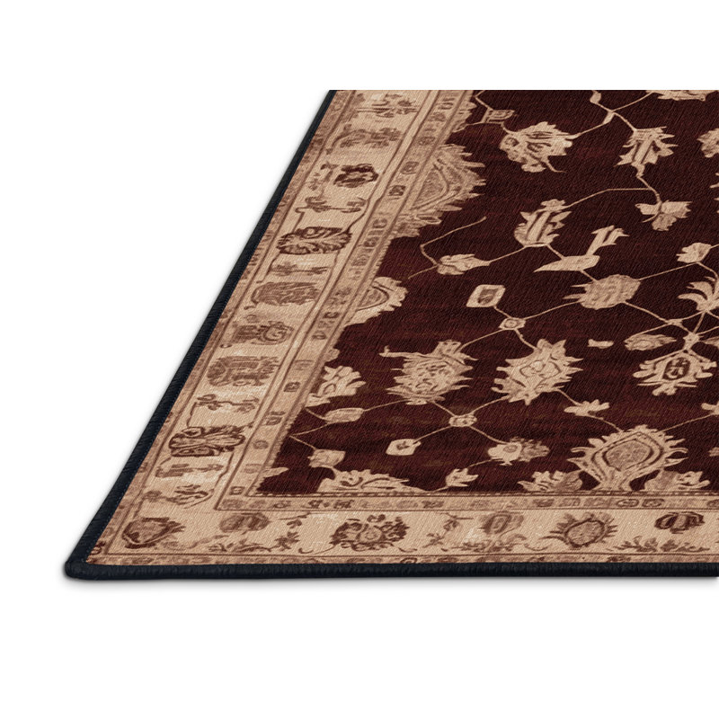 Machine Washable Overdyed Black Area Rug, Round 7'