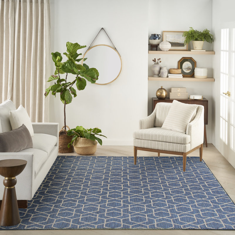 Reidy Modern Indoor/Outdoor Rug, Rectangle 10' x 14', Denim
