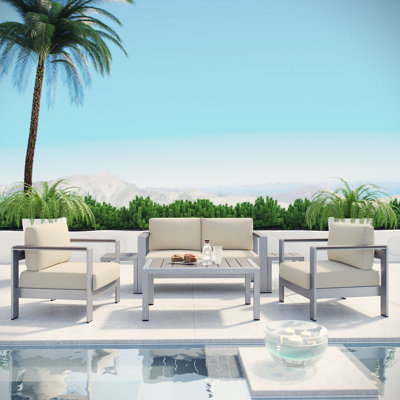 Shore 6-piece Outdoor Patio Aluminum Sectional Sofa Set