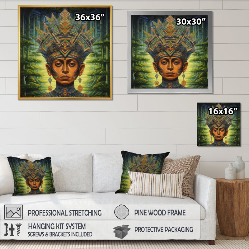 Indigène chaman Amazon Sagesse sur toile, H 24 po x l 24 po x P 1 po, Toile tendue