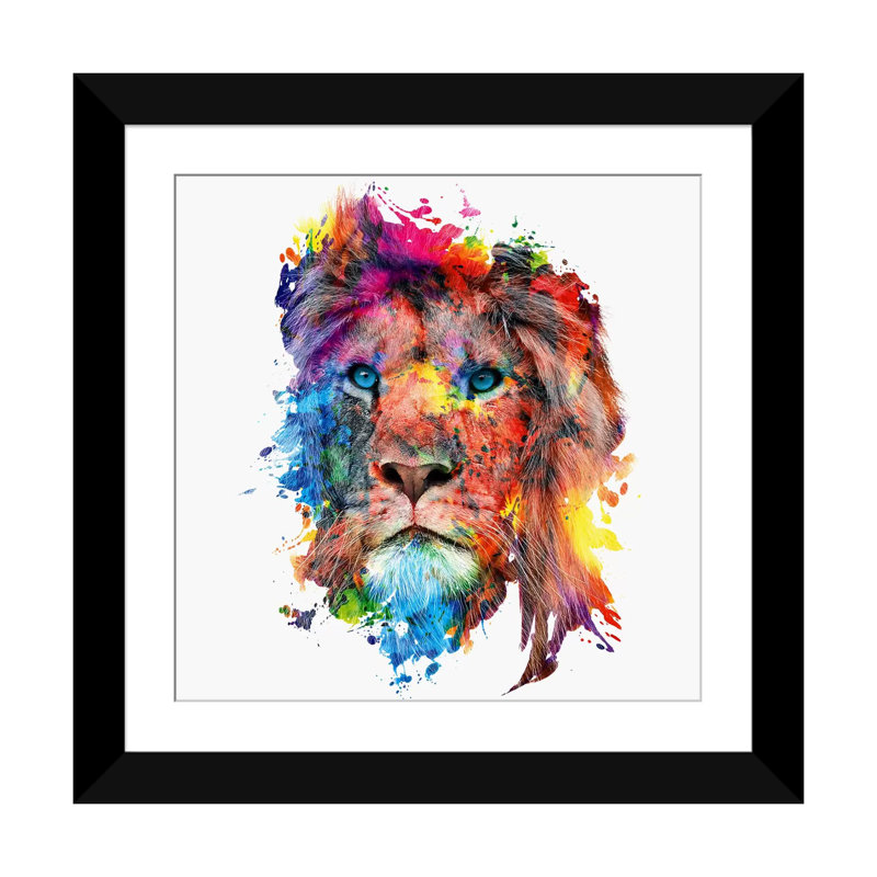 «Lion», impression sur toile, H 24 po x l 24 po x P 1 po, Papier d'art encadré noir