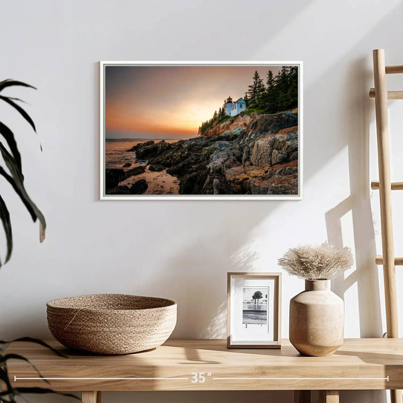 Phare de Bass Harbor, Cadre flottant blanc, 19 po x 13 po