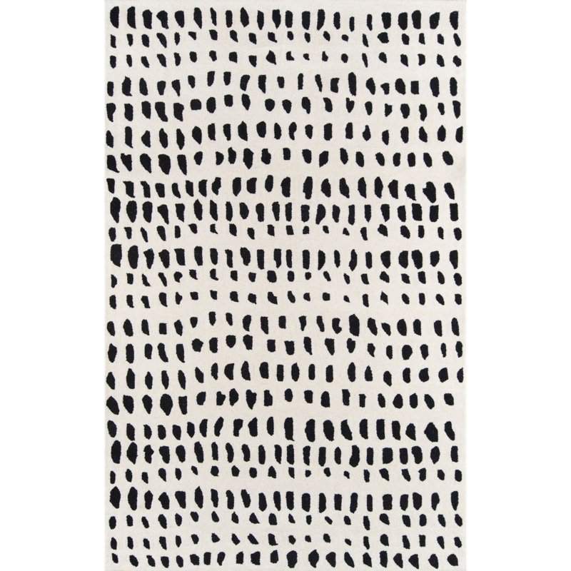 Dey Wool Geometric Area Rug in Off-White, Rectangle 3'6" x 5'6"