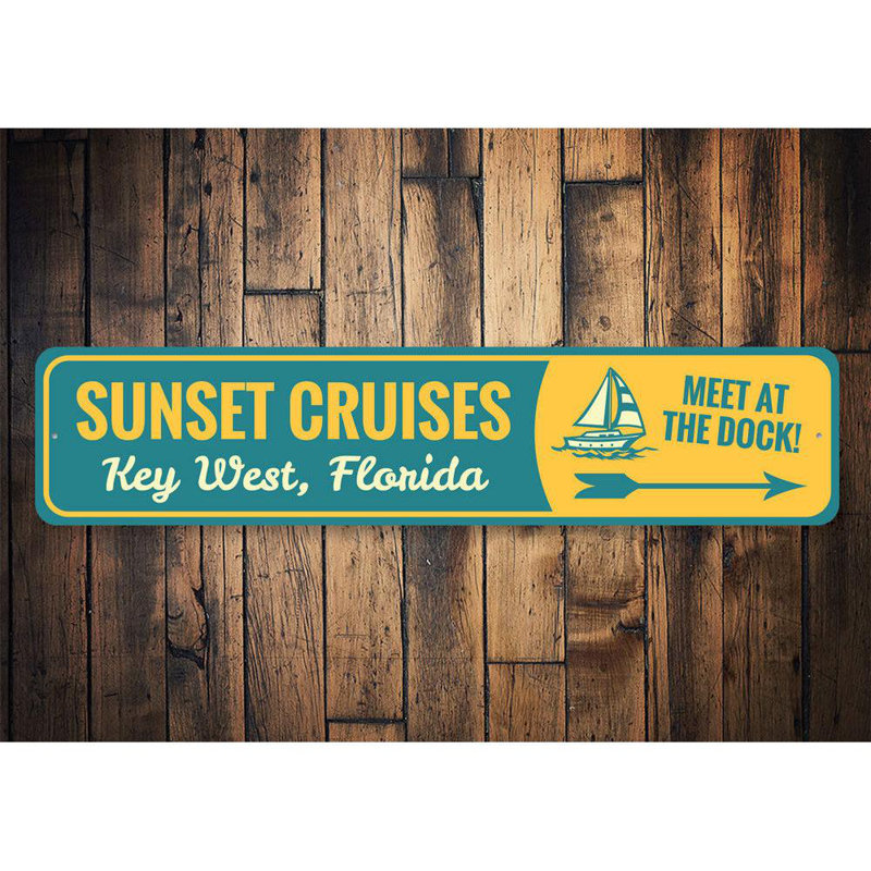 Enseigne en aluminium Sunset West, H 4 po x l 18 po x P 0,04 po