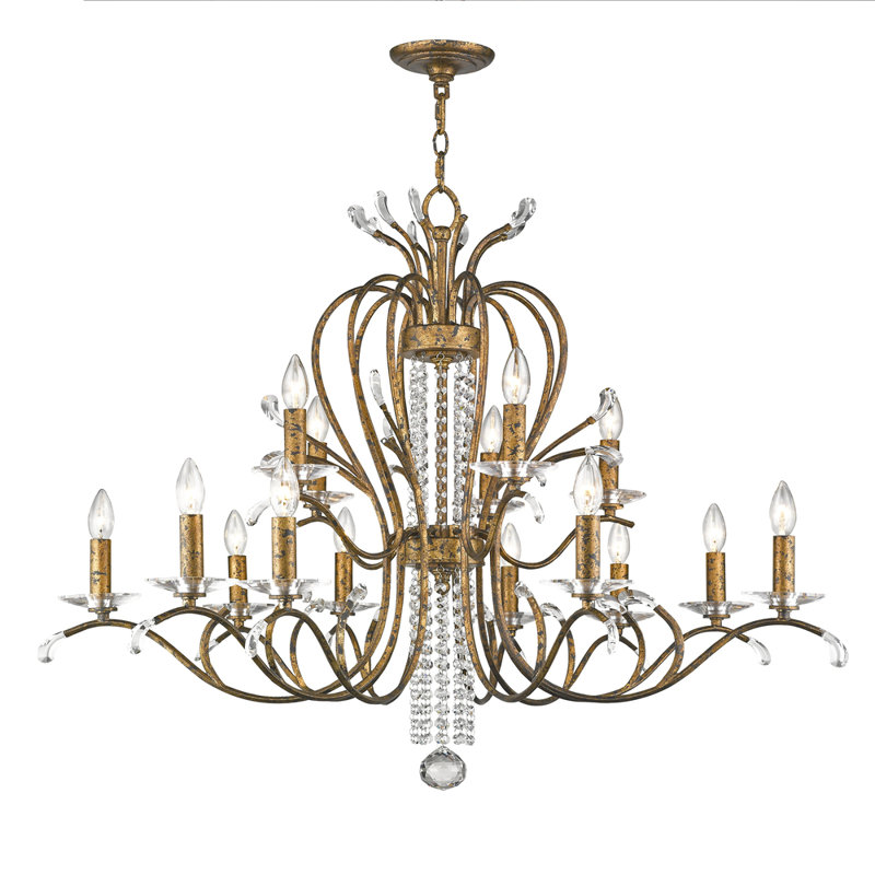 Lustre classique 15 lumières à abat-jour