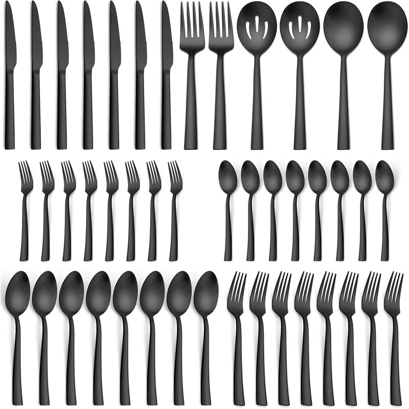 46-piece Matte Black Silverware Set