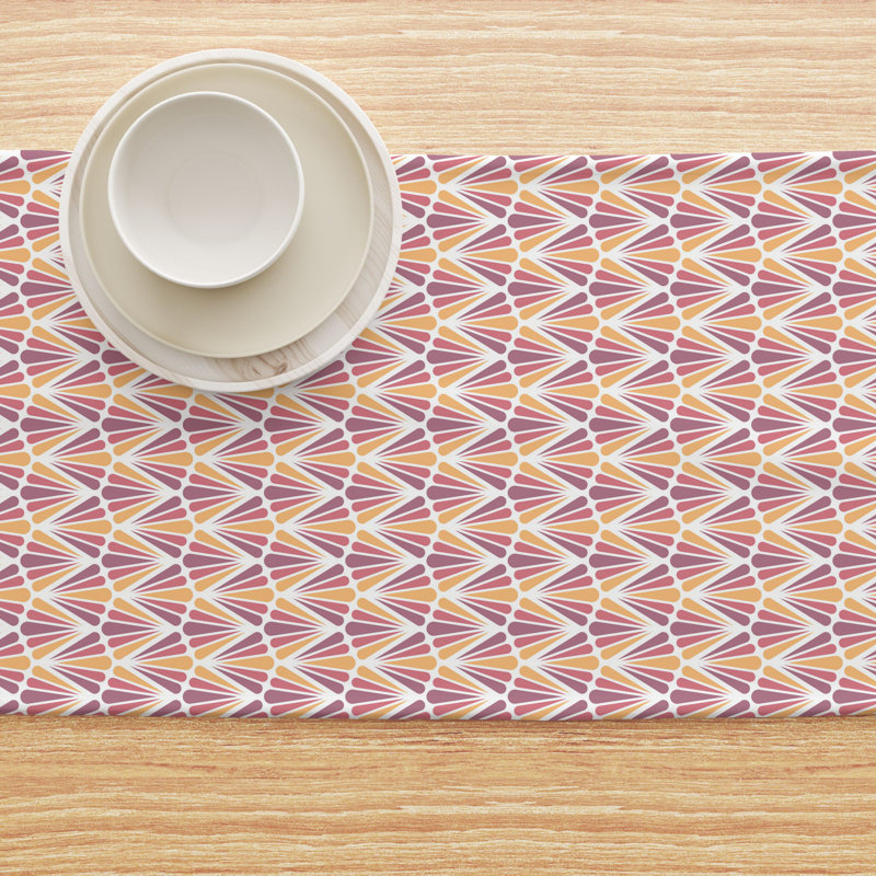 Rectangular Geometric Cotton Twill Table Runner, 90" L x  16" W