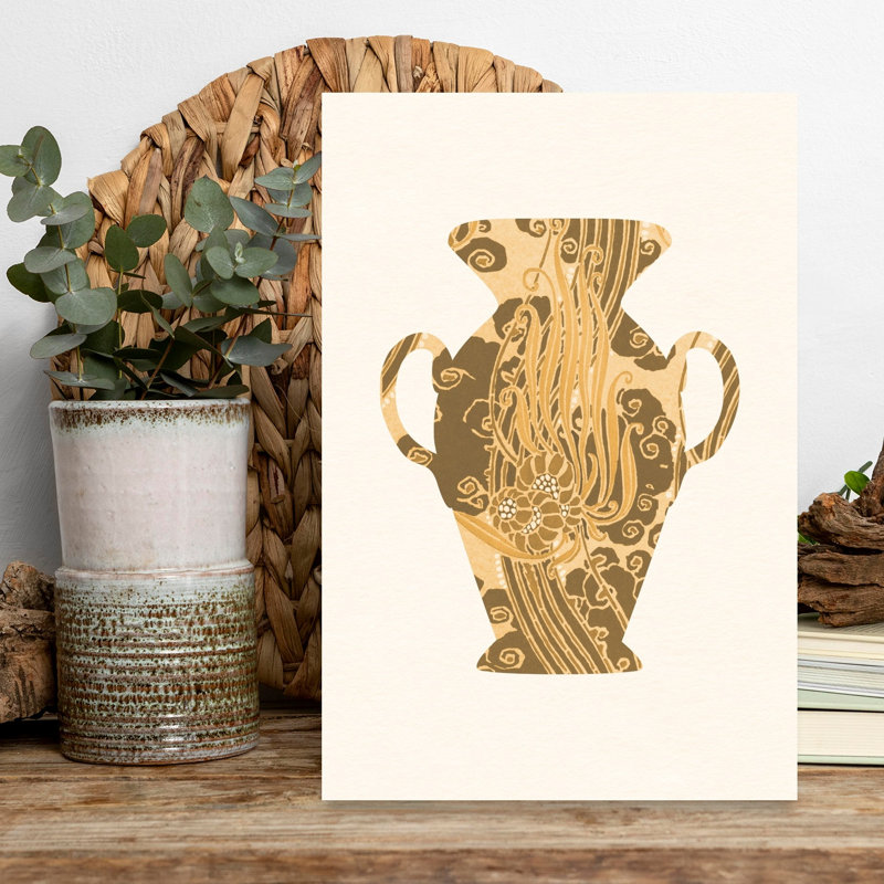 Golden Floral Vase Classic Elegant Organic Chrysanthemum Flower Wall Art Print 1 Piece Wrapped Canvas Wall Art