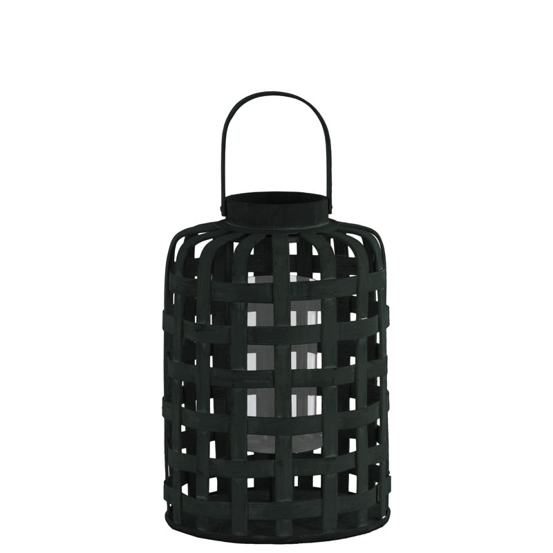 Wood Tabletop Lantern, 14.5" H x 10" W x 10" D, Black