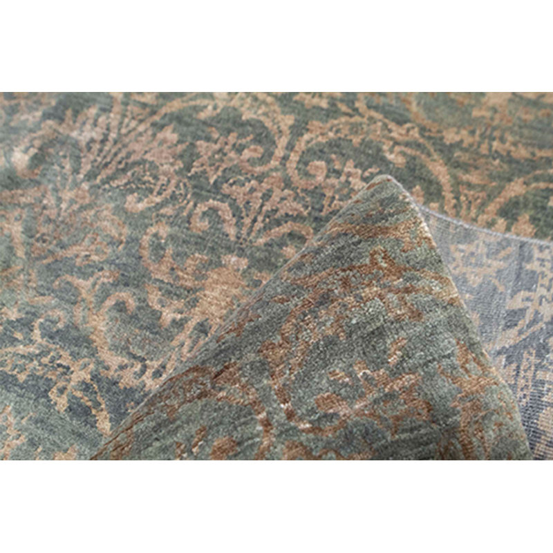 Tapis gris et brun noué à la main de haute qualité