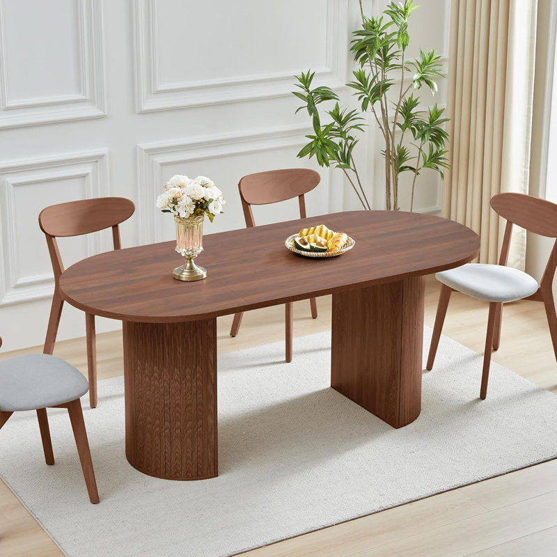 Table de salle à manger 70,8 "ovale avec rangement latéral double pour 4 personnes 6 personnes Table de ferme moderne en bois avec portes en bois pour cuisine